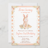 Invitation Anniversaire de lapin floral Boho (Devant)