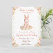 Invitation Anniversaire de lapin floral Boho (Debout devant)