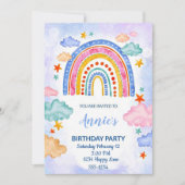 Invitation Anniversaire de l'arc-en-ciel dessiné à la main Pa (Devant)