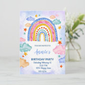 Invitation Anniversaire de l'arc-en-ciel dessiné à la main Pa (Debout devant)