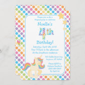 Invitation Anniversaire de l'Arc-en-ciel Unicorn (Devant / Derrière)