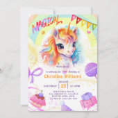 Invitation Anniversaire de l'arc-en-ciel violet Unicorne (Devant)