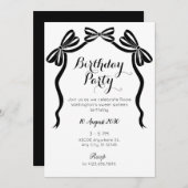 Invitation Anniversaire de l'arc en ruban de cravate douce no (Devant / Derrière)