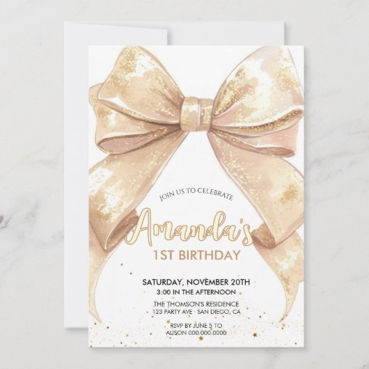 Invitation anniversaire de l'arc parties scintillant (Devant)