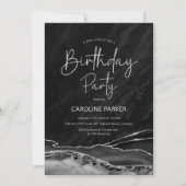 Invitation Anniversaire de l'argent noir n'importe quel âge (Devant)