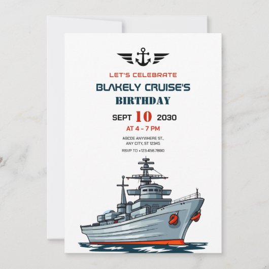 Invitation Anniversaire de l'armée de navire (Devant)