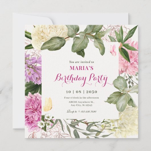 Invitation Anniversaire de l'art floral (Devant)
