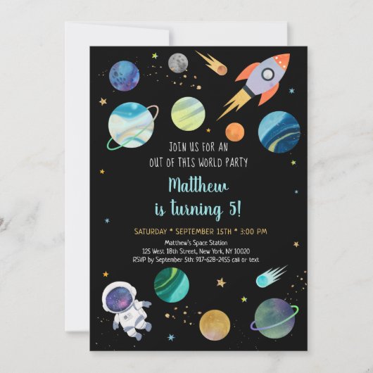 Invitation Anniversaire de l'astronaute (Devant)