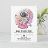 Invitation Anniversaire de l'astronaute Boho Pink Whimsy (Debout devant)