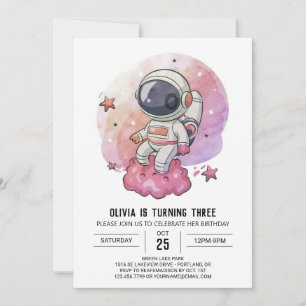 Invitation Anniversaire de l'astronaute Boho Pink Whimsy
