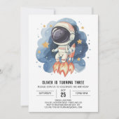 Invitation Anniversaire de l'astronaute céleste moderne pour  (Devant)