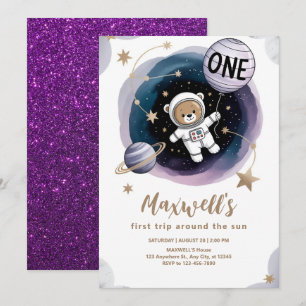 Invitation Anniversaire de l'astronaute dans l'espace 1ère an