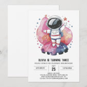 Invitation Anniversaire de l'astronaute d'aventure cosmique B (Devant / Derrière)