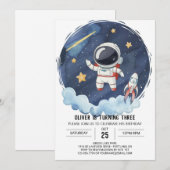 Invitation Anniversaire de l'astronaute de fusée Galaxy encha (Devant / Derrière)
