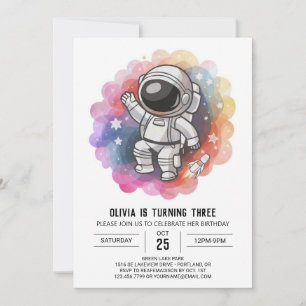 Invitation Anniversaire de l'astronaute de l'élégance des fus