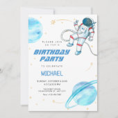 Invitation Anniversaire de l'astronaute de l'espace bleu (Devant)