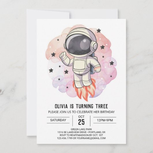 Invitation Anniversaire de l'astronaute de l'Odyssée de la fu (Devant)