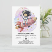 Invitation Anniversaire de l'astronaute d'Odyssée rose modern (Debout devant)