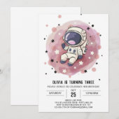Invitation Anniversaire de l'astronaute du Whimsy céleste (Devant / Derrière)
