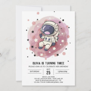 Invitation Anniversaire de l'astronaute du Whimsy céleste