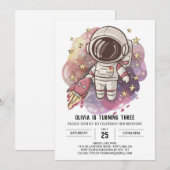 Invitation Anniversaire de l'astronaute Enchanted Céleste Bli (Devant / Derrière)