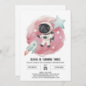 Invitation Anniversaire de l'astronaute magique de Rocket (Devant / Derrière)