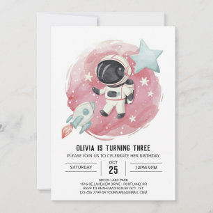 Invitation Anniversaire de l'astronaute magique de Rocket