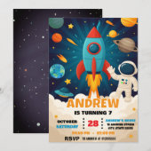 Invitation Anniversaire de l'astronaute moderne sur mesure (Devant / Derrière)