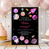 Invitation Anniversaire de l'astronaute rose