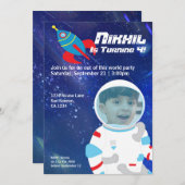 Invitation Anniversaire de l'astronaute spatial (Devant / Derrière)