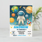 Invitation Anniversaire de l'astronaute spatial moderne perso (Debout devant)