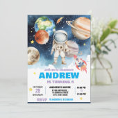 Invitation Anniversaire de l'astronaute spatial moderne perso (Debout devant)