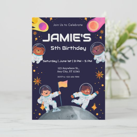 Invitation anniversaire de l'astronaute spatiale (Debout devant)