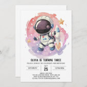 Invitation Anniversaire de l'astronaute Starry Modern Odyssey (Devant / Derrière)