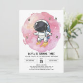 Invitation Anniversaire de l'astronaute Starry Rose Explorer (Debout devant)