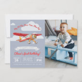 Invitation Anniversaire de l'avion vintage, photo (Devant)