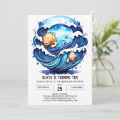 Invitation Anniversaire de l'eau bleue enchantée (Debout devant)