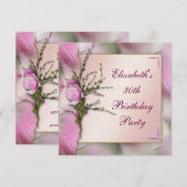 Invitation Anniversaire de l'élégante fête des Magnolia roses (Devant / Derrière)