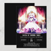 Invitation Anniversaire de l'élégante princesse (Devant / Derrière)
