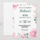 Invitation Anniversaire de l'élégante race rose et marine (Devant / Derrière)