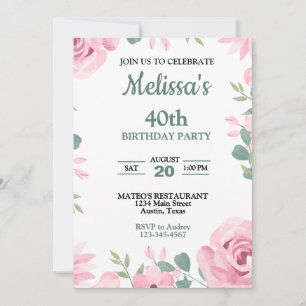 Invitation Anniversaire de l'élégante race rose et marine