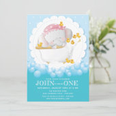 Invitation Anniversaire de l'éléphant mignon (Debout devant)