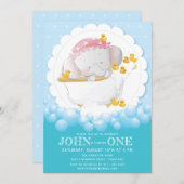 Invitation Anniversaire de l'éléphant mignon (Devant / Derrière)