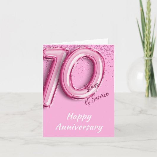 Invitation Anniversaire de l'employé 10ans PinkBalloon Pold C (Devant)