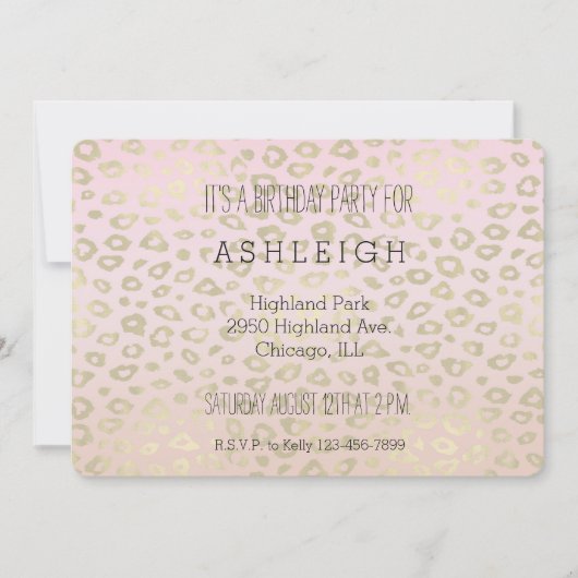 Invitation Anniversaire de l'Empreinte de léopard Pink Ombre (Devant)