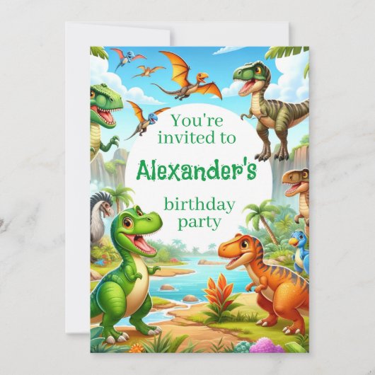Invitation Anniversaire de l'enfant dinosaure (Devant)