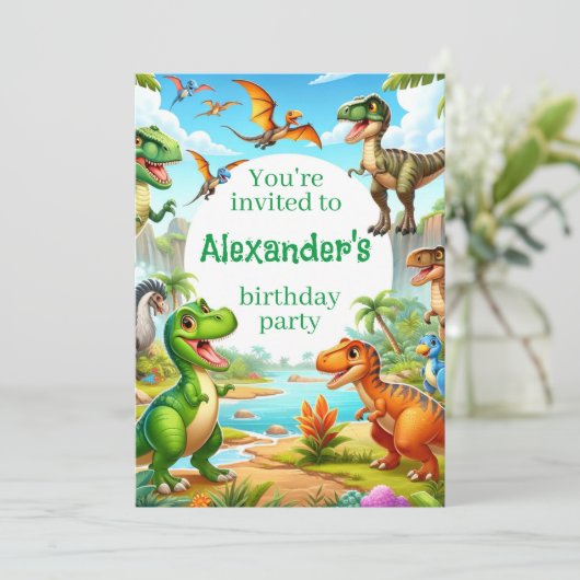Invitation Anniversaire de l'enfant dinosaure (Debout devant)