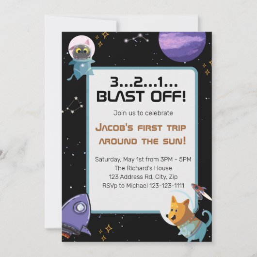 Invitation Anniversaire de l'espace, 1er anniversaire (Devant)