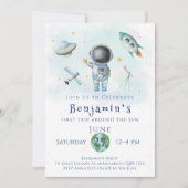 Invitation Anniversaire de l'espace Astronaut Bockets roquett (Devant)
