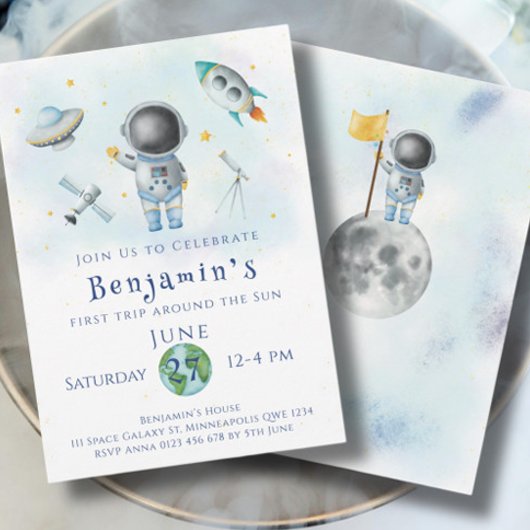 Invitation Anniversaire de l'espace Astronaut Bockets roquett